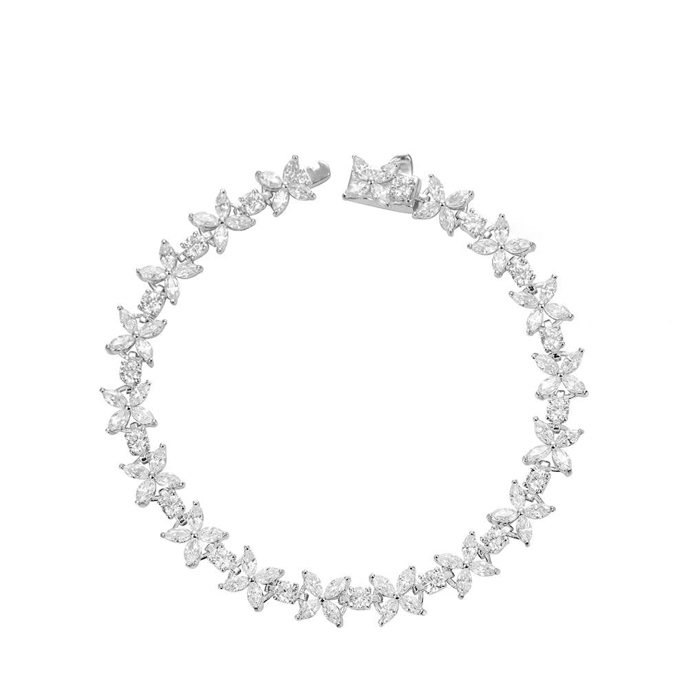 AuraBelle 925 Silver Four-Leaf Flower Bracelet