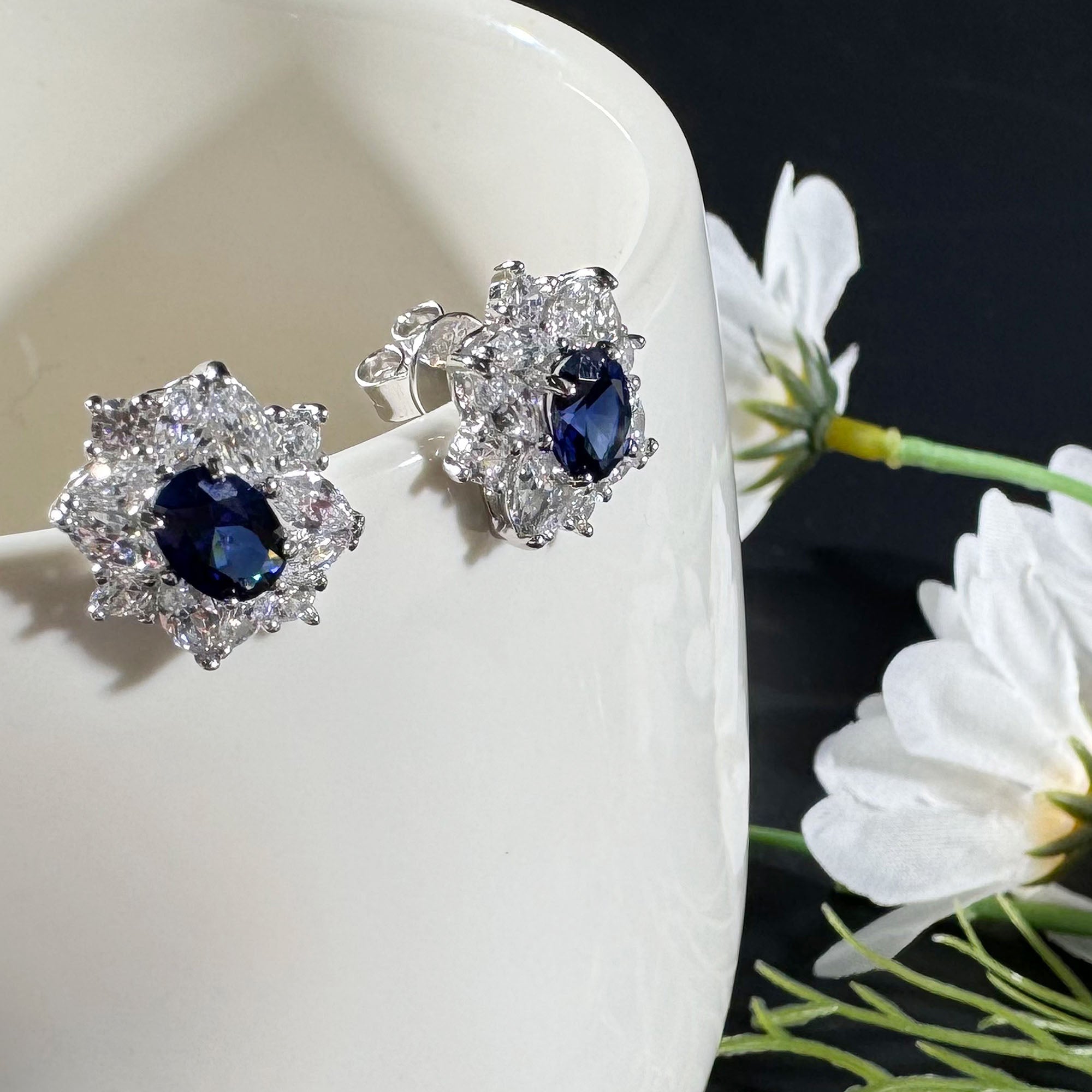 AuraBelle 925 silver blue zircon earrings