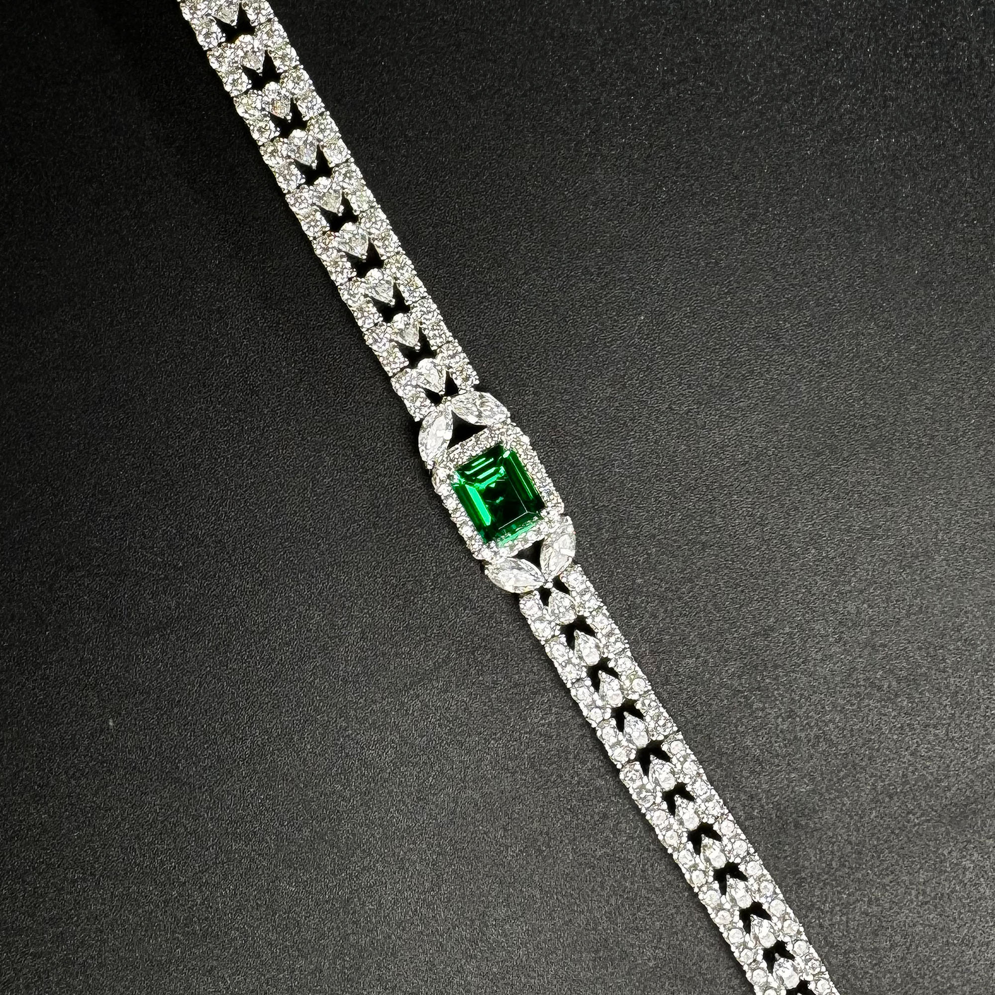 AuraBelle 925 Silver Emerald Bracelet