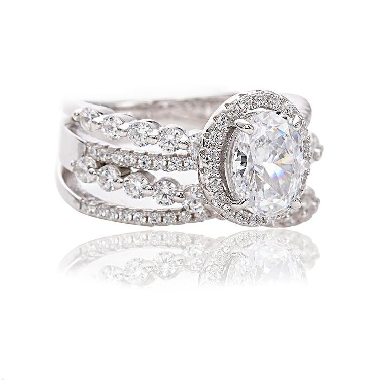 AuraBelle 925 Silver Zirconia Gemini Ring